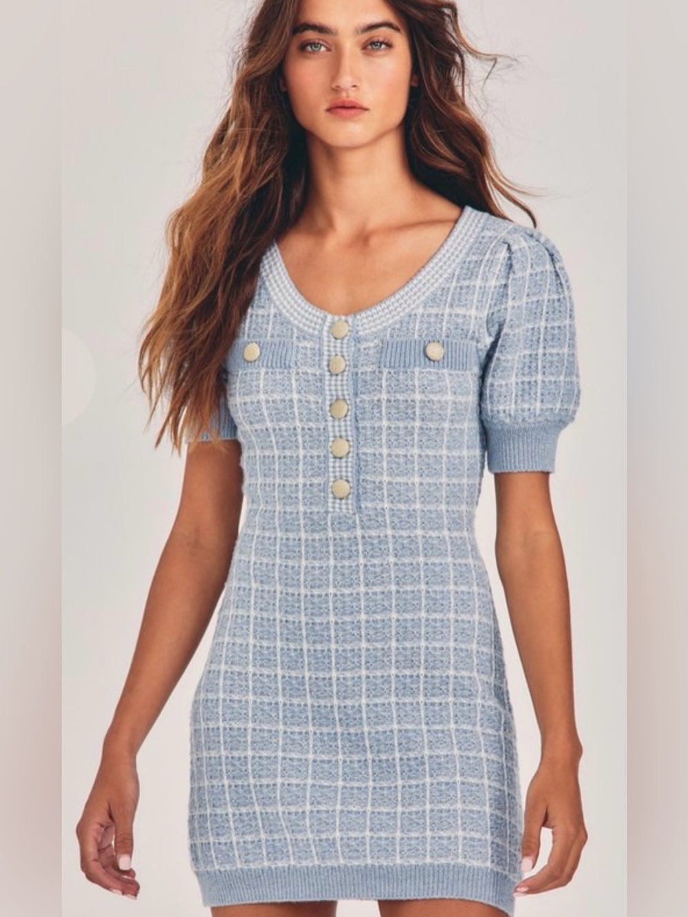 LOVESHACKFANCY Sailor Mini Dress Babybell Blue Sz M EUC Girlhoodcore Chanel Vibe